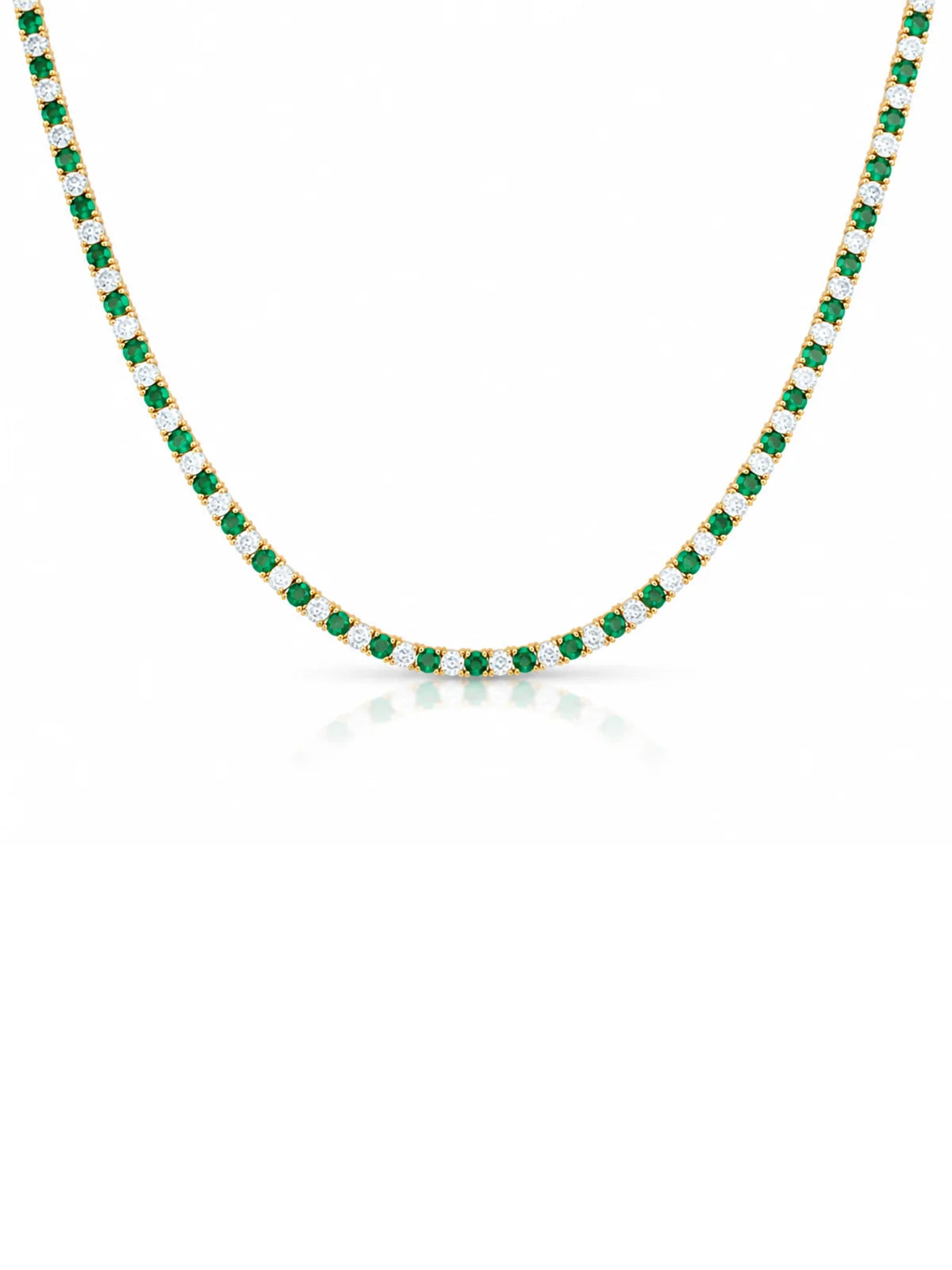 Emerald and Cz Tennis Necklace