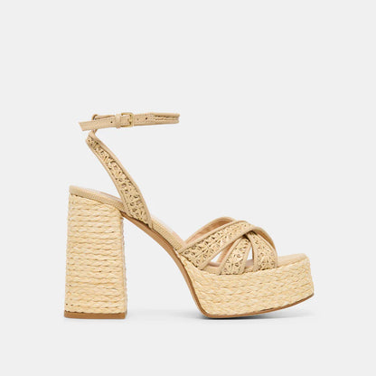 Danila Heels Lt Natural Cross Hatch Raffia