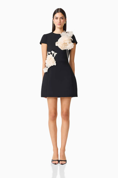 Martina Applique Mini Dress in Black