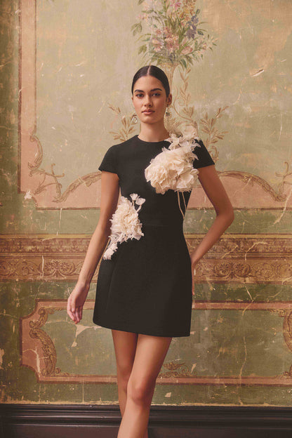 Martina Applique Mini Dress in Black