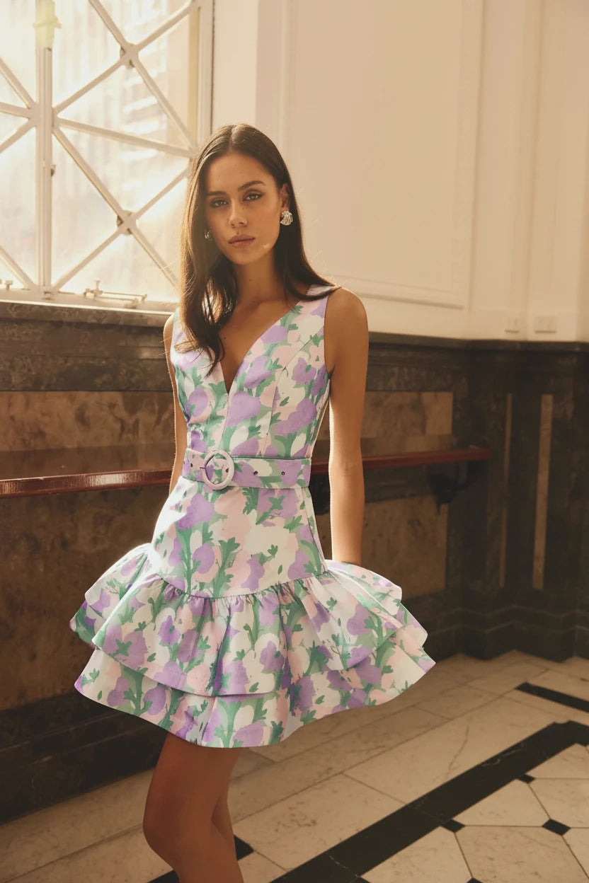 LAVINA V-NECK MINI DRESS