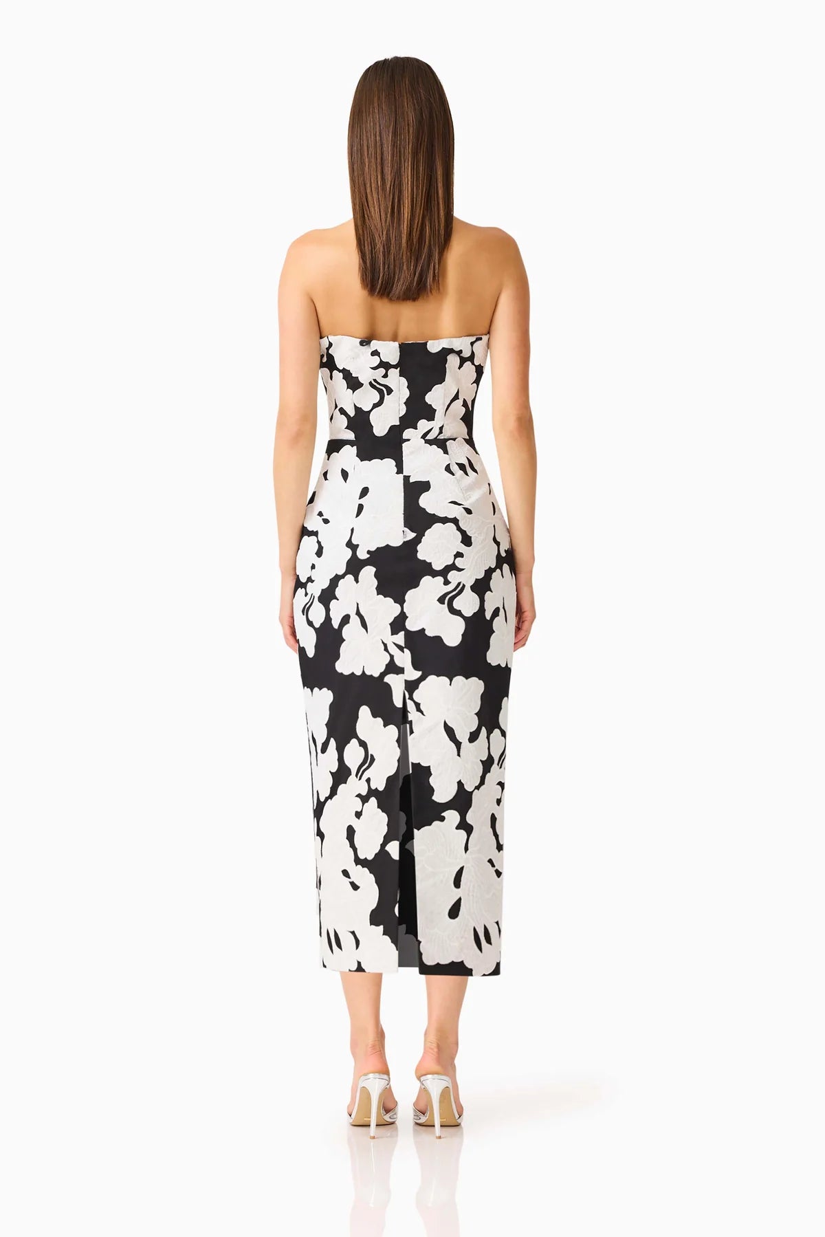 Bloomnoir Column Midi Dress in Black & White