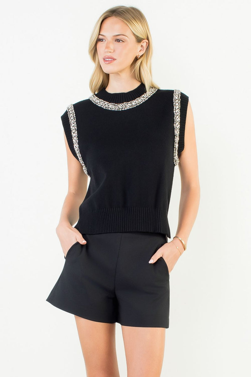 EMBELLISHED TRIM VEST