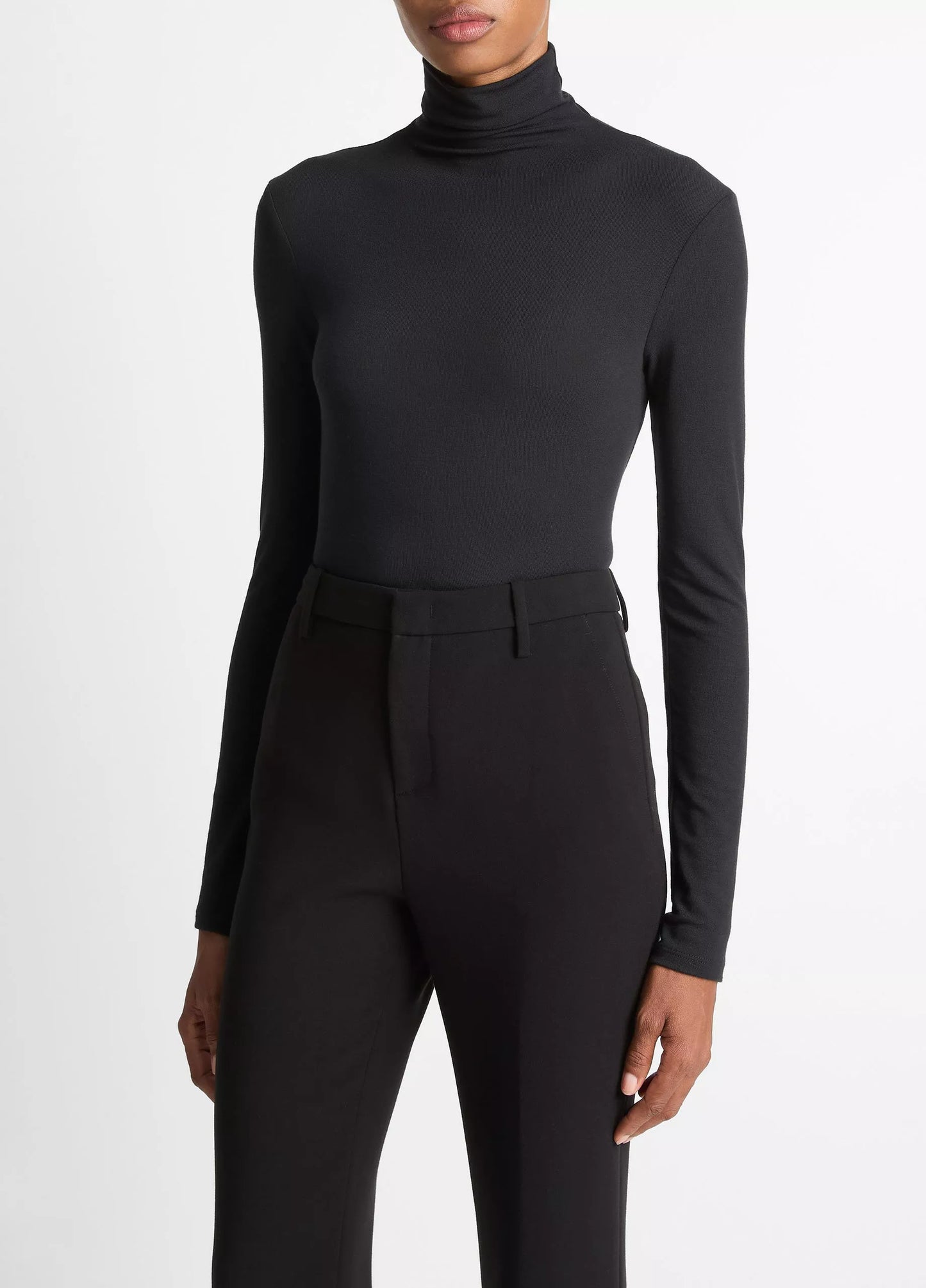Essential Long-Sleeve Turtleneck Top Black