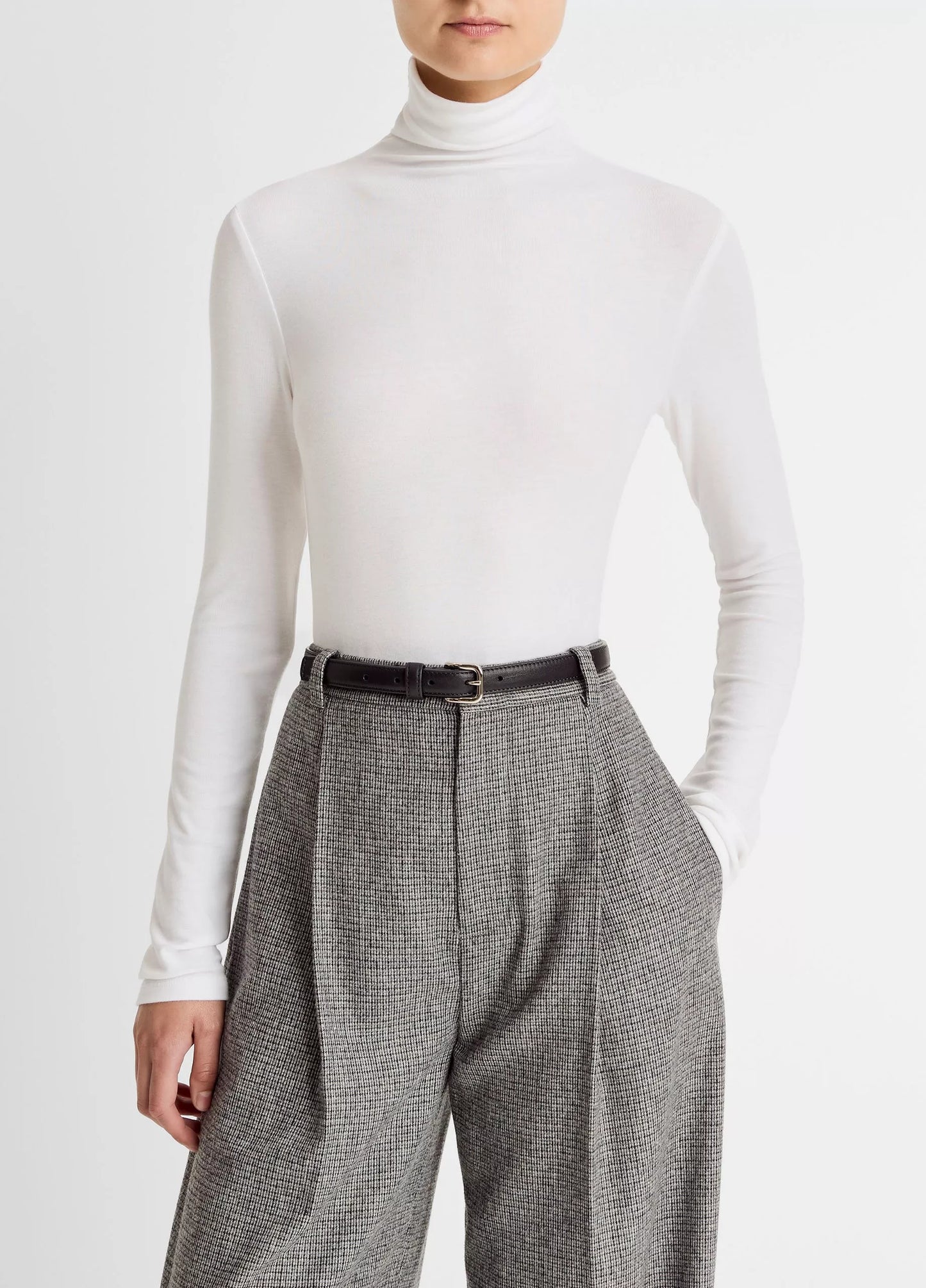 Essential Long-Sleeve Turtleneck Top Off White