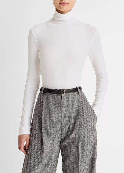 Essential Long-Sleeve Turtleneck Top Off White