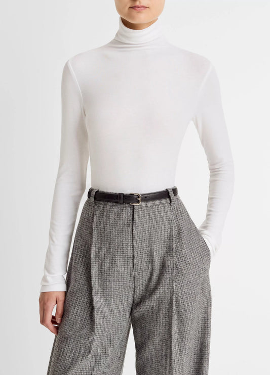 Essential Long-Sleeve Turtleneck Top Off White