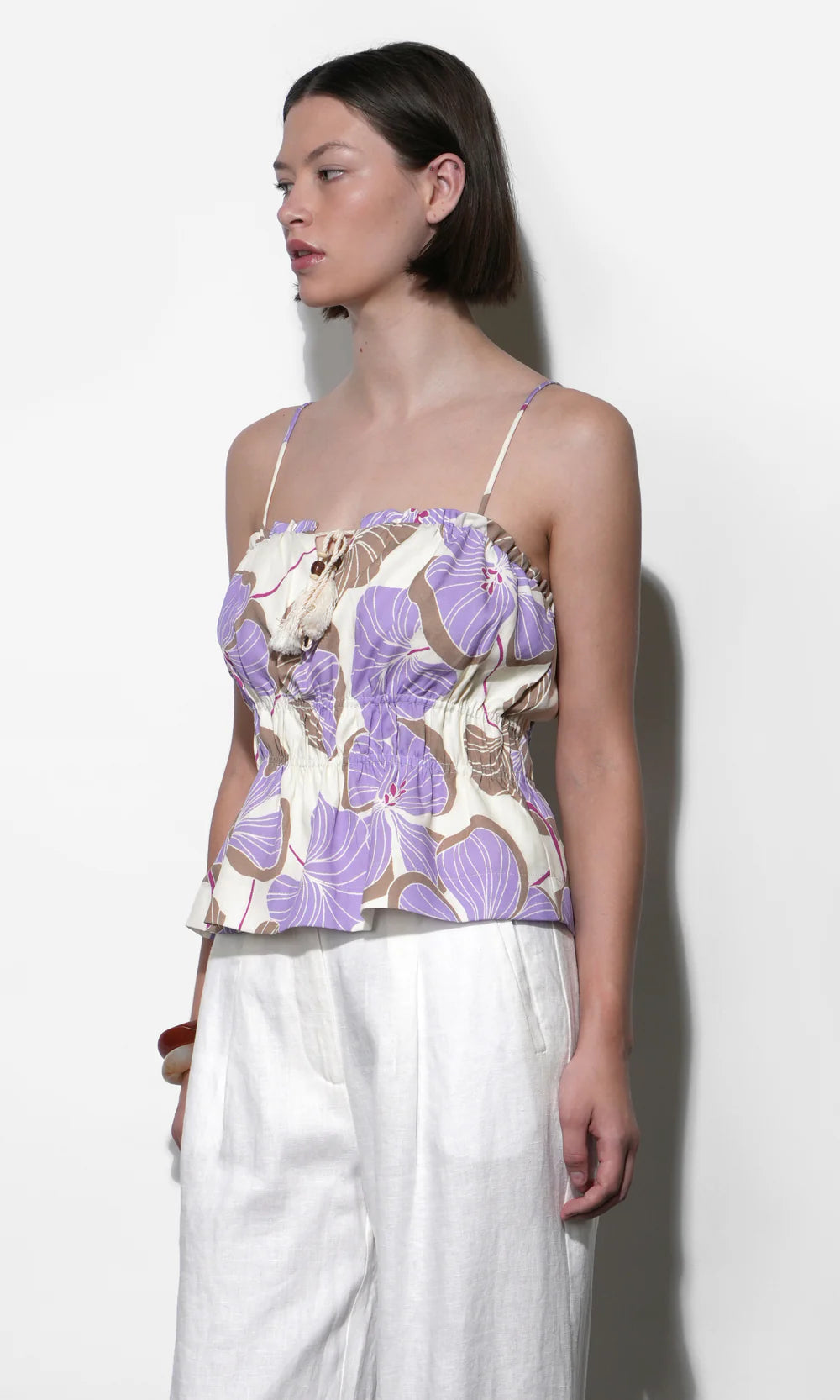 IRIS TIE FRONT ELASTIC WAIST TANK