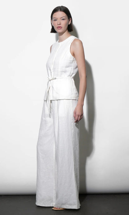 HADLEY LINEN VEST WITH TIE BELT