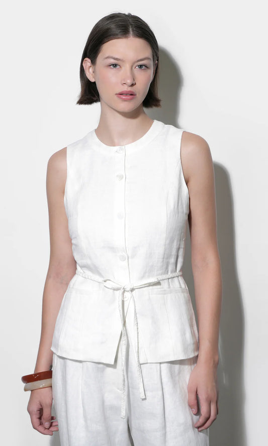 HADLEY LINEN VEST WITH TIE BELT
