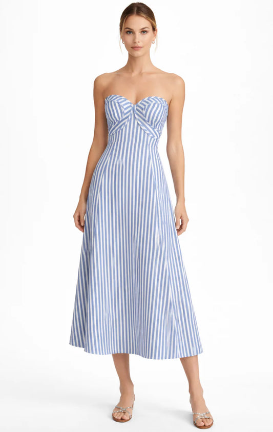 HAYDEN MIDI COASTAL STRIPE DRESS