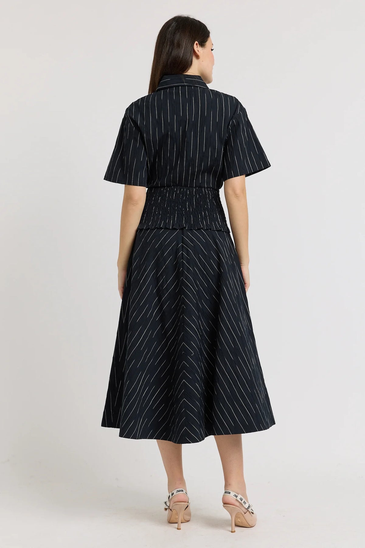 Chevron Stripe Placement Midi Circle Skirt