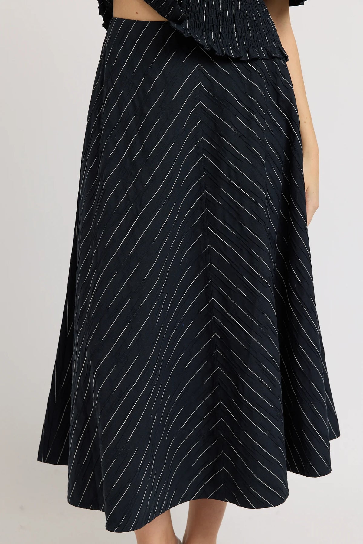 Chevron Stripe Placement Midi Circle Skirt