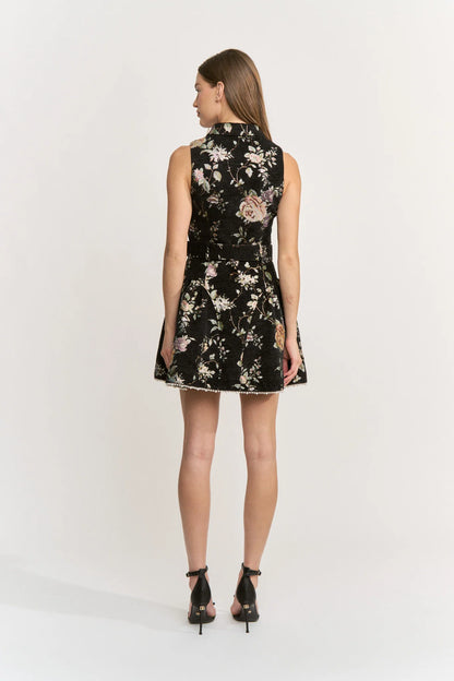Button Front Godet Belted Mini Dress