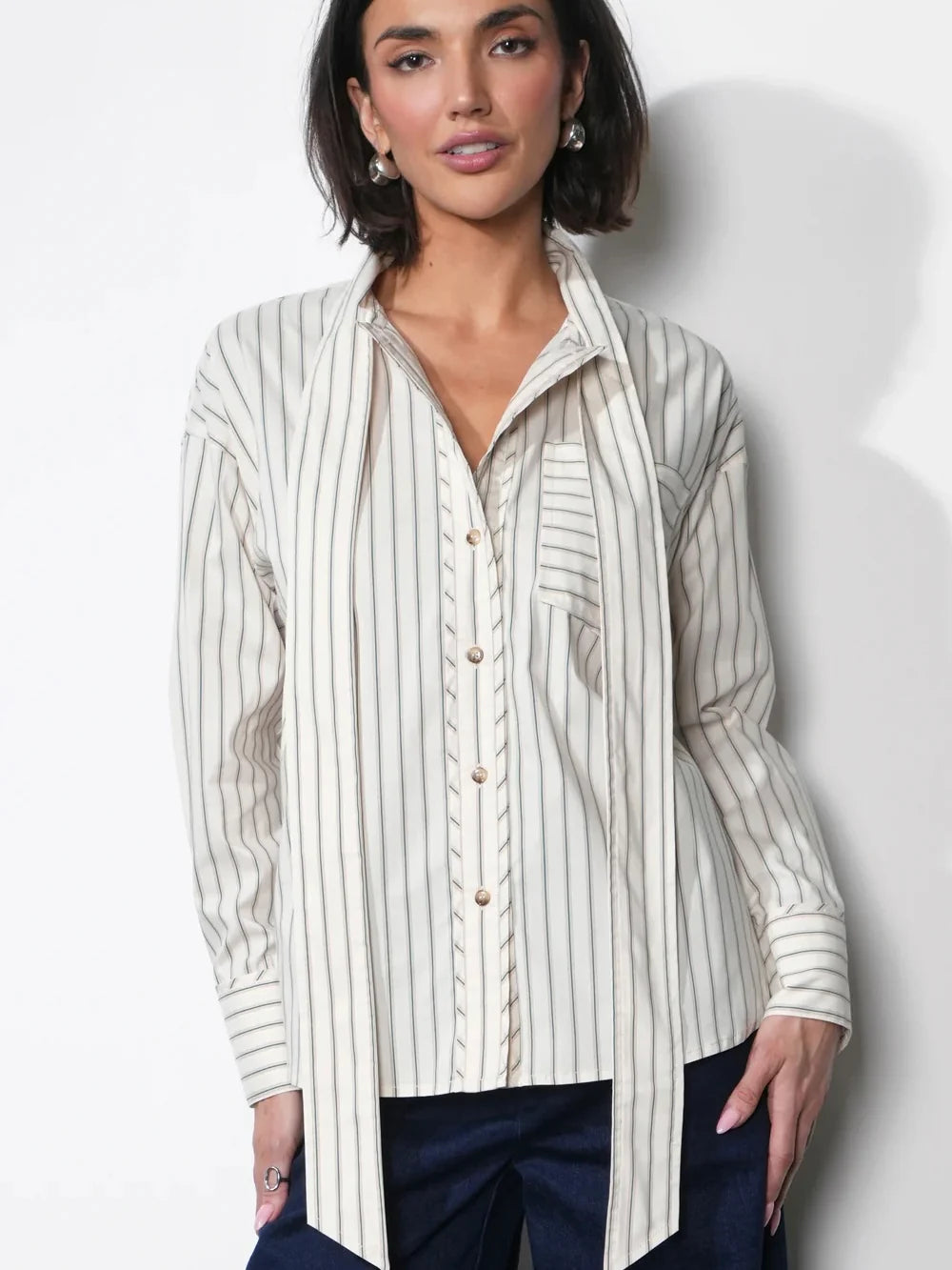 Danica Oversized Stripe Button Up Shirt