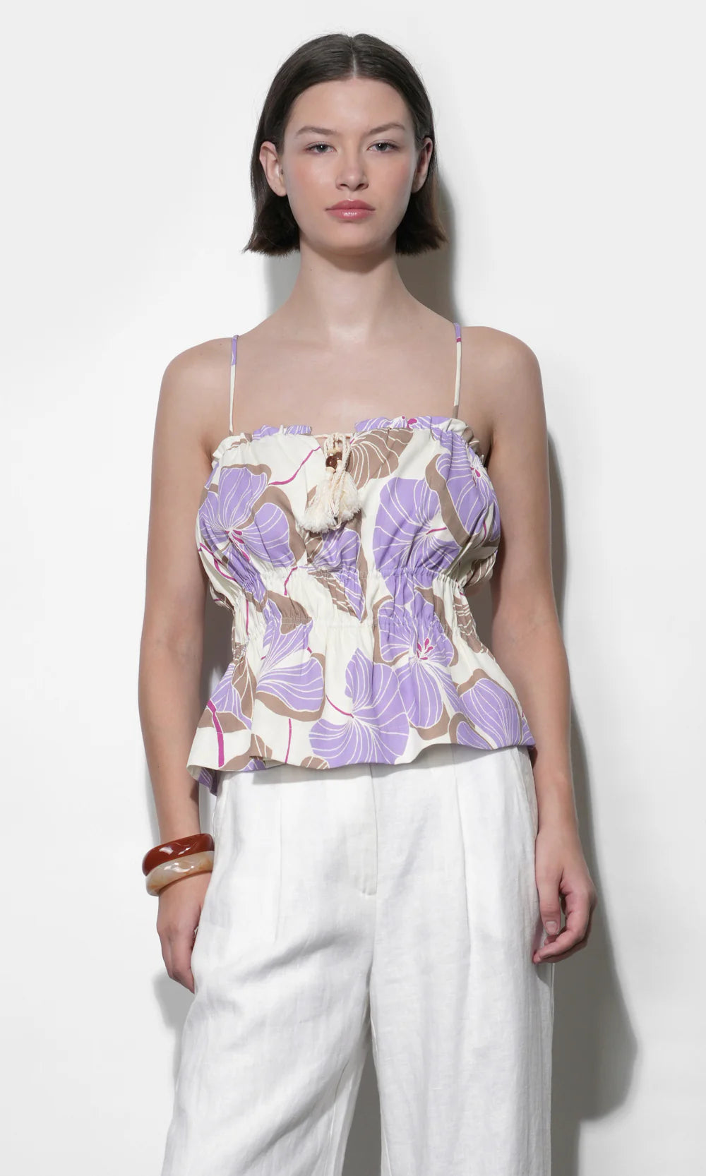 IRIS TIE FRONT ELASTIC WAIST TANK