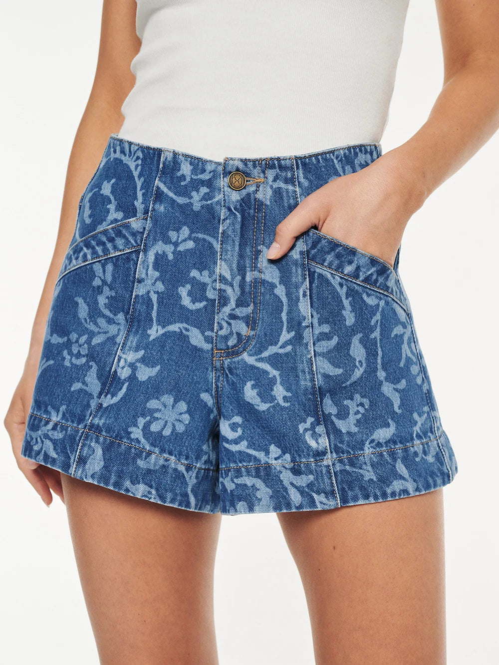 Laguna Printed Denim Short