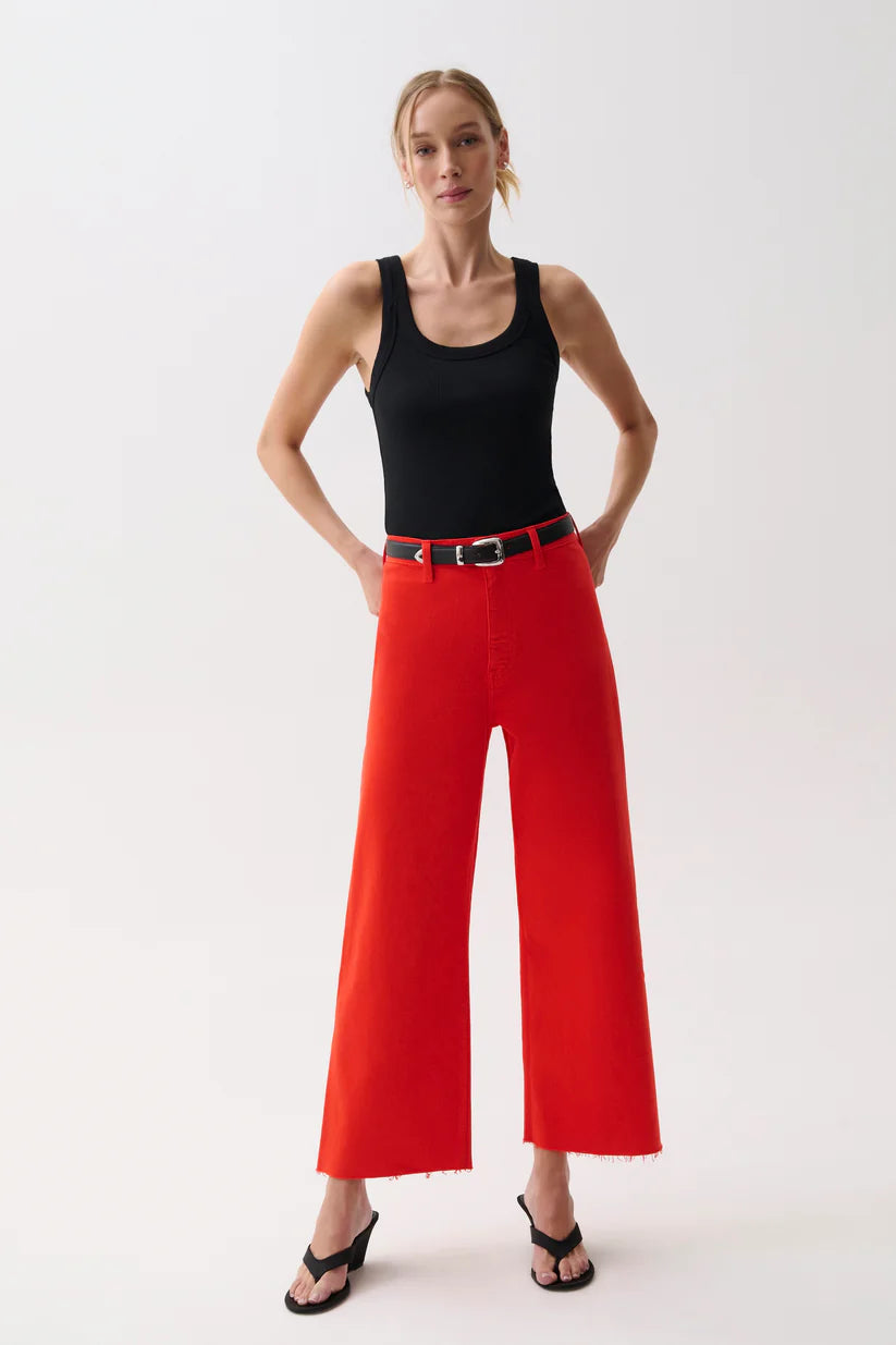 PENNY CROP HIGH RISE WIDE LEG JEAN CHILI