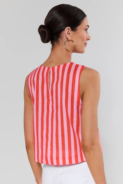 CORAL PINK STRIPE TOP