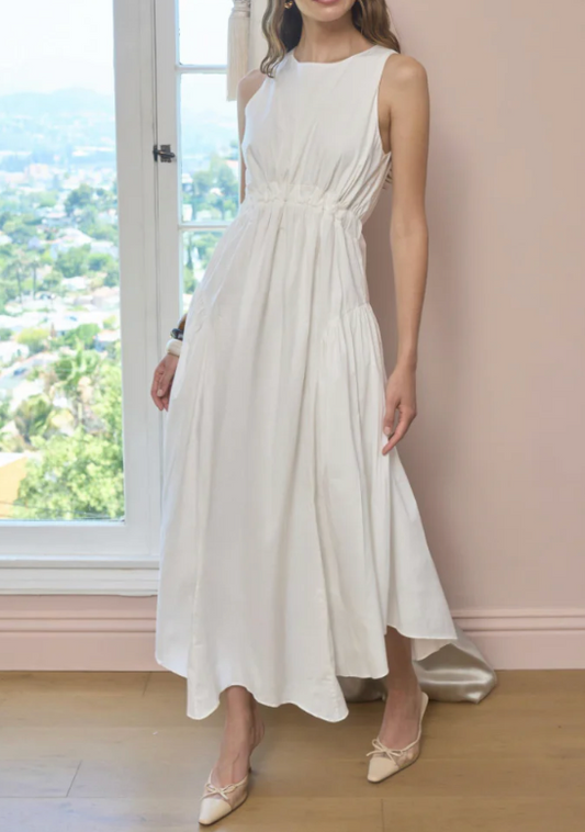 TIE BACK HANDKERCHIEF HEM MIDI DRESS