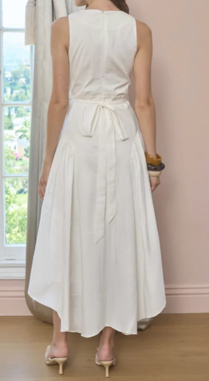 TIE BACK HANDKERCHIEF HEM MIDI DRESS