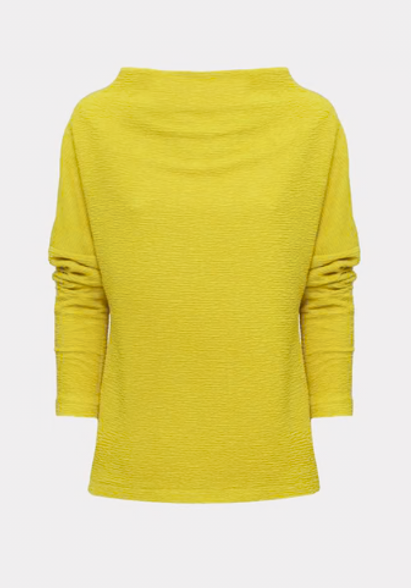 Crinkled Boat Neck Sweater Yellow