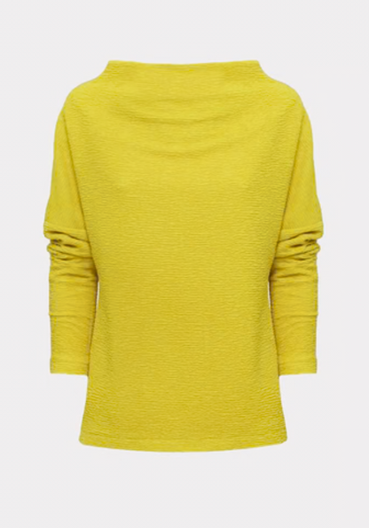Crinkled Boat Neck Sweater Yellow