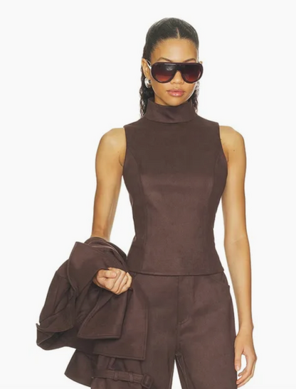 Etienne Faux Suede Top