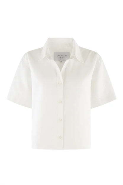 The Short Sleeve Boxy Shirt White Linen