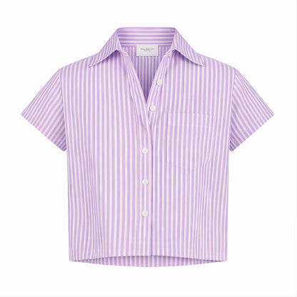 The Boxy Short Sleeve Cropped Shirt Lilac