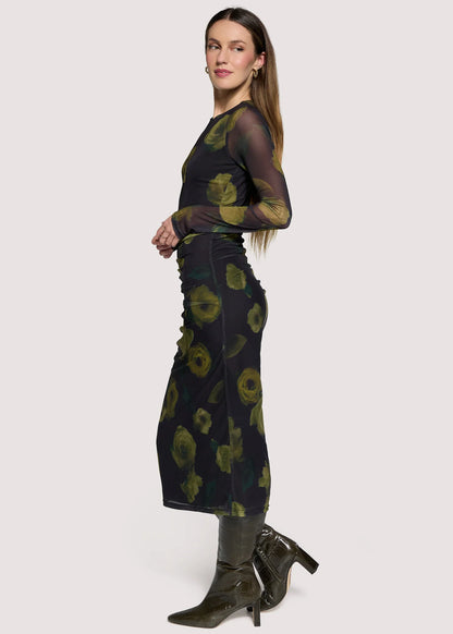 Nocturnal Blooms Midi Dress