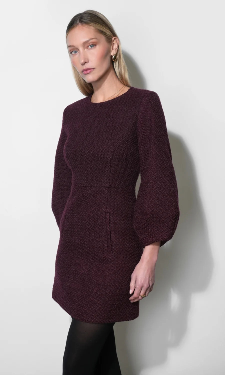 Rayna Bubble Sleeve Tweed Mini Dress