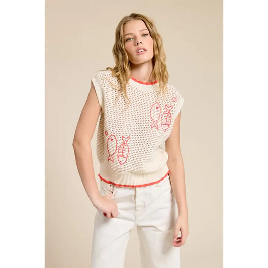SEASIDE FISH SLEEVELESS TOP