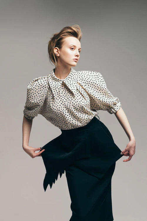 Designer Blouse Crepe Polka Dot