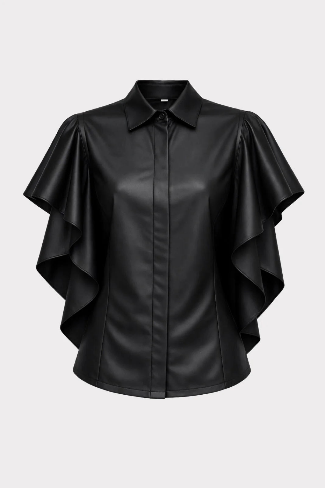 Draped Leather Shirt Black