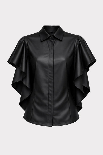 Draped Leather Shirt Black