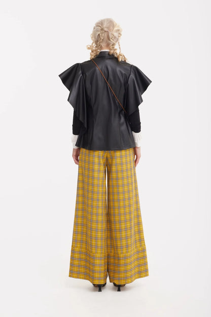 Draped Leather Shirt Black