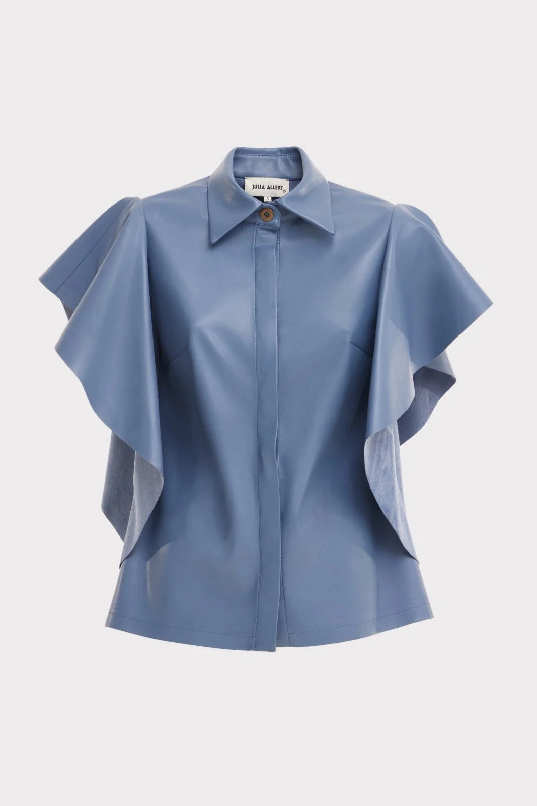 Draped Leather Shirt Pale Blue