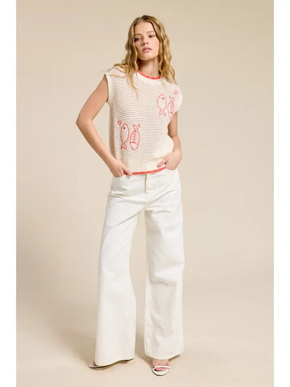 SEASIDE FISH SLEEVELESS TOP