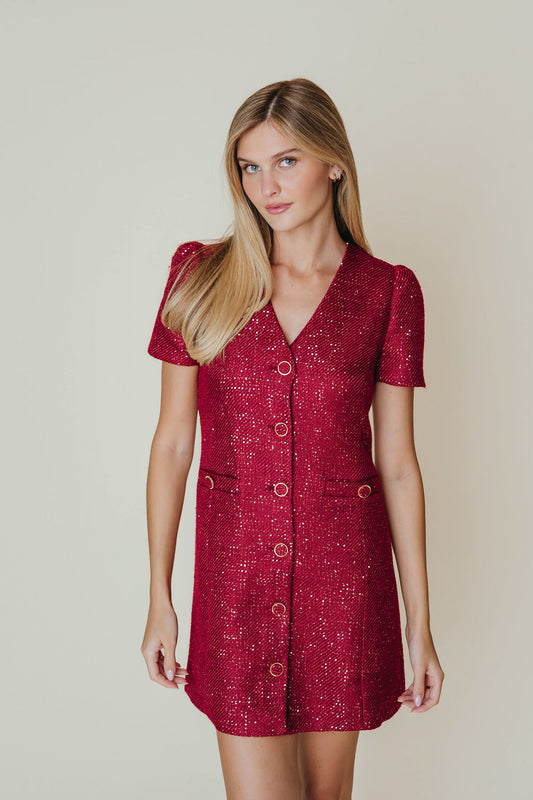 Caroline Garnet Dress