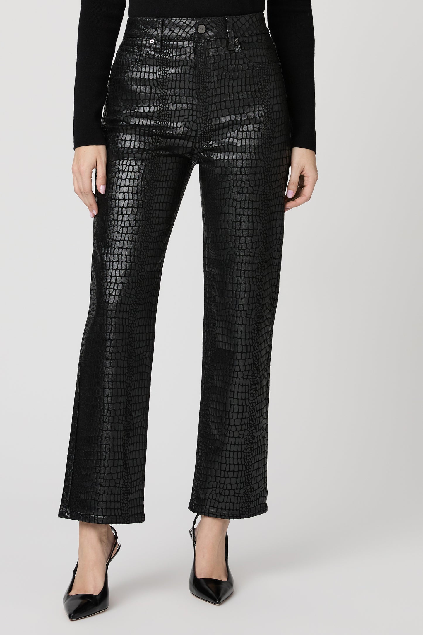Stevie Black Fog Croc Coated Denim