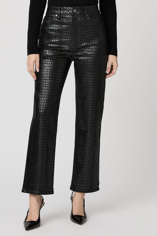 Stevie Black Fog Croc Coated Denim