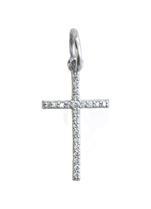 14K WHITE GOLD DIAMOND CROSS